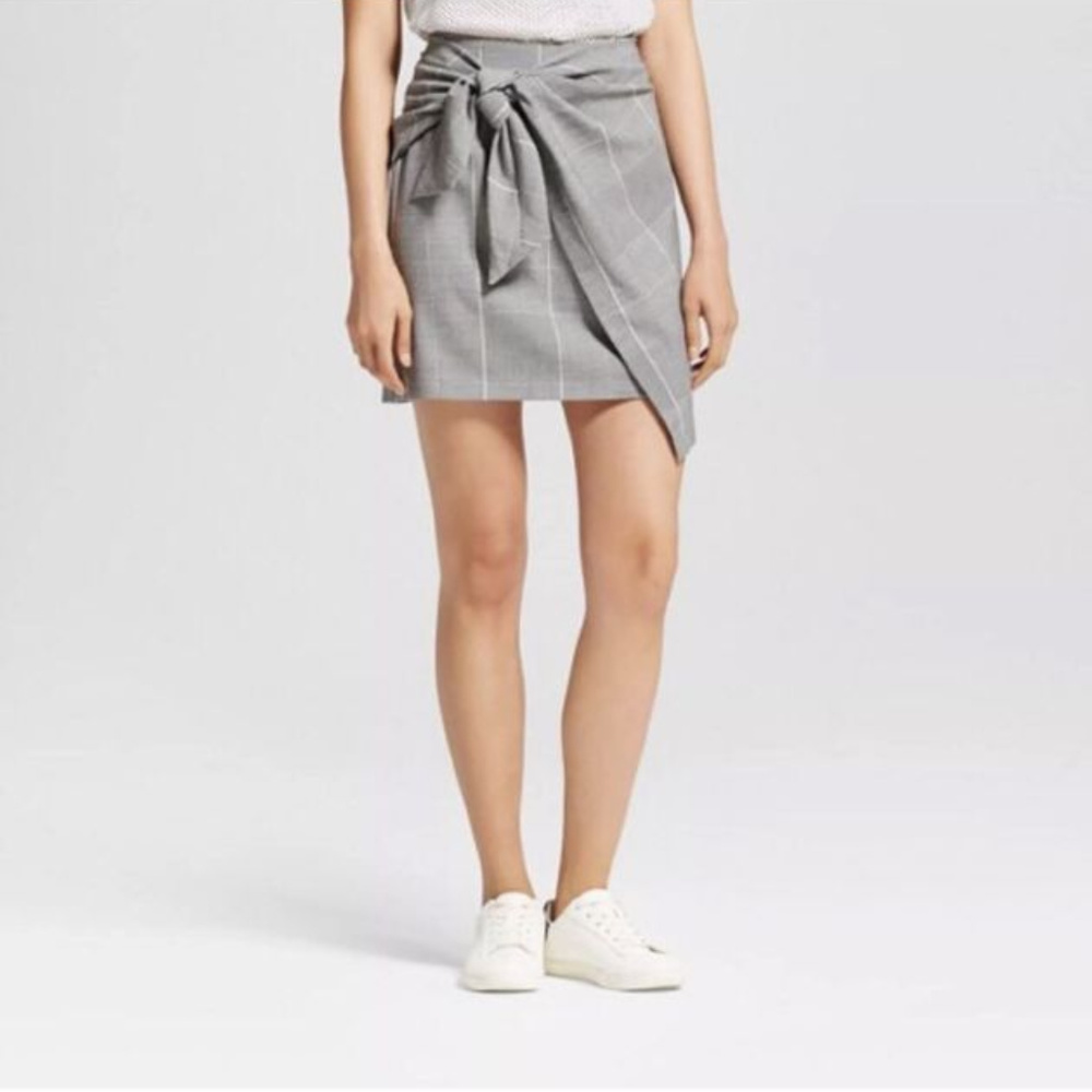 Who What Wear Tie Skirt - Gray - Size: 14